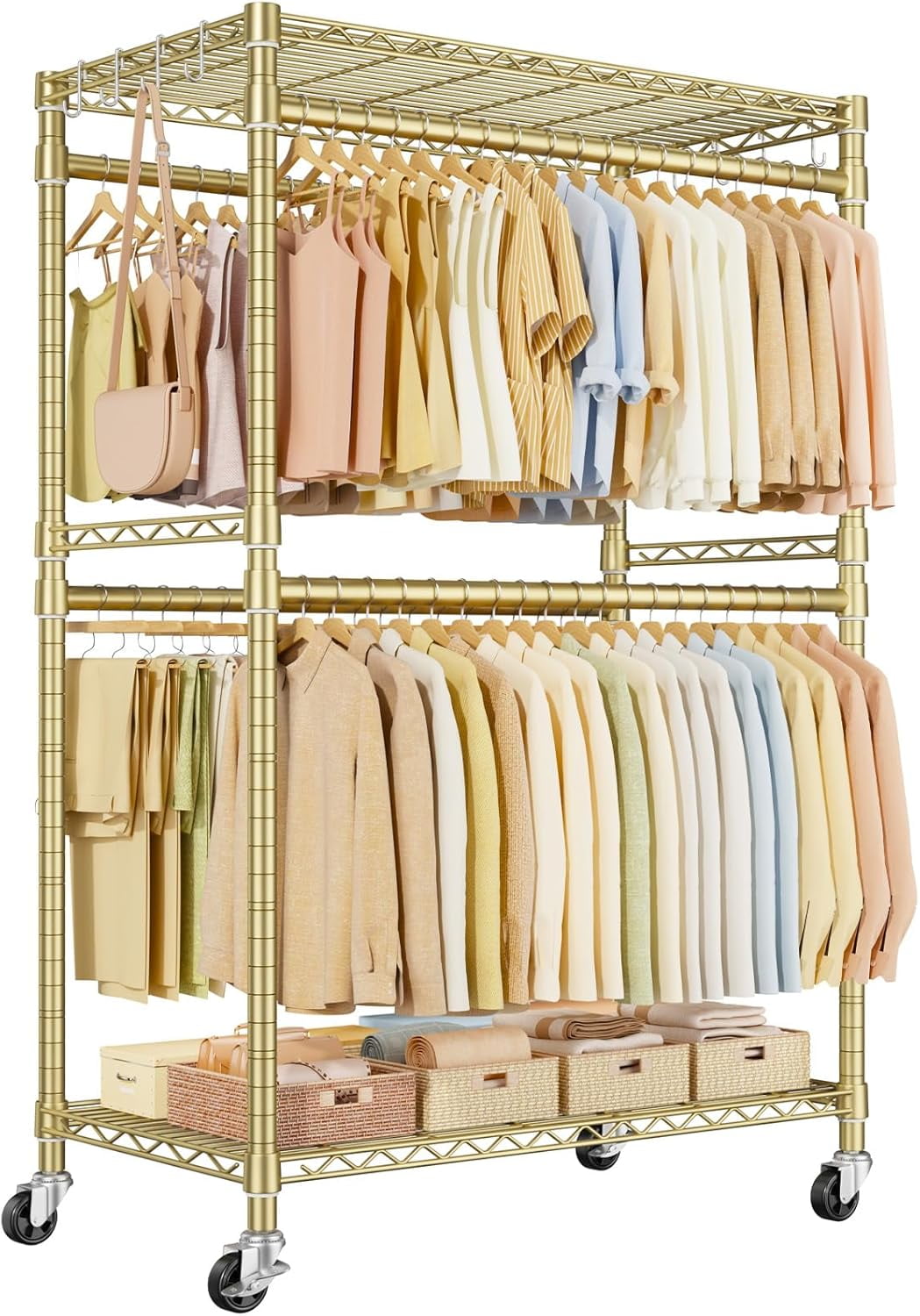 P4 Plus Rolling Clothes Rack Heavy Duty, Clothing Racks for Hanging ...