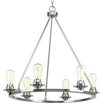 P400015-009-Progress Lighting-Debut - Chandeliers Light - 6 Light in Farmhouse style - 28 Inches wide by 27.5 Inches high-Brushed Nickel Finish