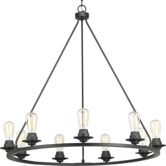 P400016-143-Progress Lighting-Debut - Chandeliers Light - 9 Light in Farmhouse style - 36 Inches wide by 34.5 Inches high-Graphite Finish