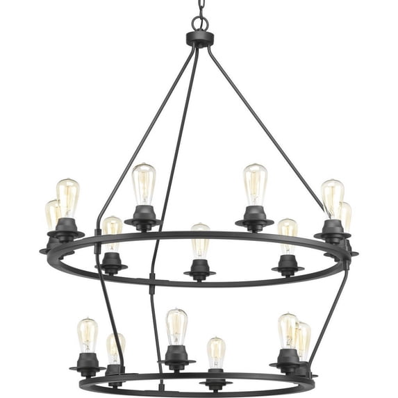 P400017-143-Progress Lighting-Debut - Chandeliers Light - 15 Light in Farmhouse style - 36 Inches wide by 41.63 Inches high-Graphite Finish