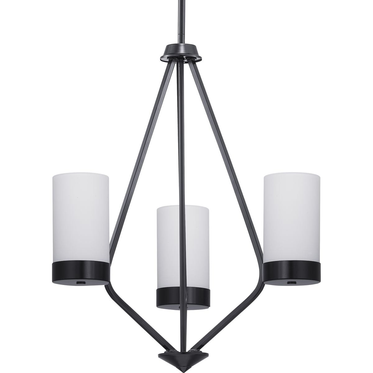 Matte Black 3-Light Chandelier with Glass Shades