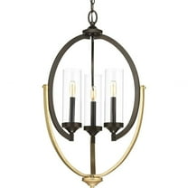 Progress Lighting Evoke 3-Light Chandelier, Antique Bronze, Clear Glass Shade