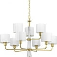 thumbnail image 1 of Progress Lighting Palacio 9-Light Chandelier, Vintage Gold, White Silk Shades, 1 of 2