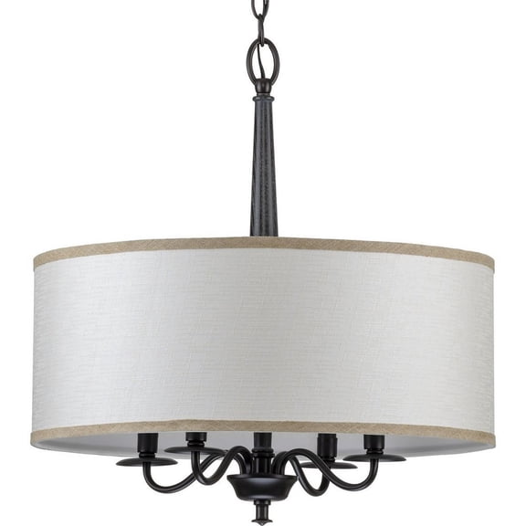 P400218-031-Progress Lighting-Durrell - Chandeliers Light - 4 Light - Drum Shade in Coastal style - 21 Inches wide by 22.5 Inches high-Matte Black