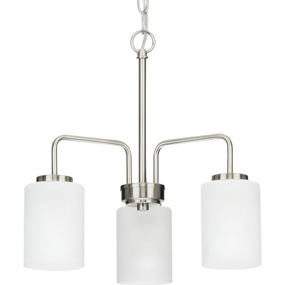 Merry Collection Three-Light Brushed Nickel and Etched Glass Transitional Style Chandelier Light