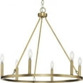 thumbnail image 1 of Progress Lighting Gilliam 6-Light Chandelier, Vintage Brass, Steel, Classic Form, 27.62" Diameter, 24.87" Height, 1 of 9