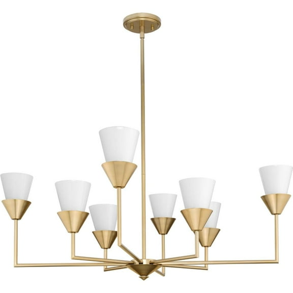 Progress Lighting Pinellas 8-Light Chandelier Softgold Finish Opal Glass Shades