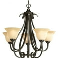 thumbnail image 1 of Torino Collection Five-Light Forged Bronze Tea-Stained Glass Transitional Chandelier Light, 1 of 2