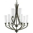 thumbnail image 1 of Progress Lighting Wisten 9-Light Two-Tier Chandelier, Antique Bronze, Tulip-Shaped Glass Shades, 1 of 2