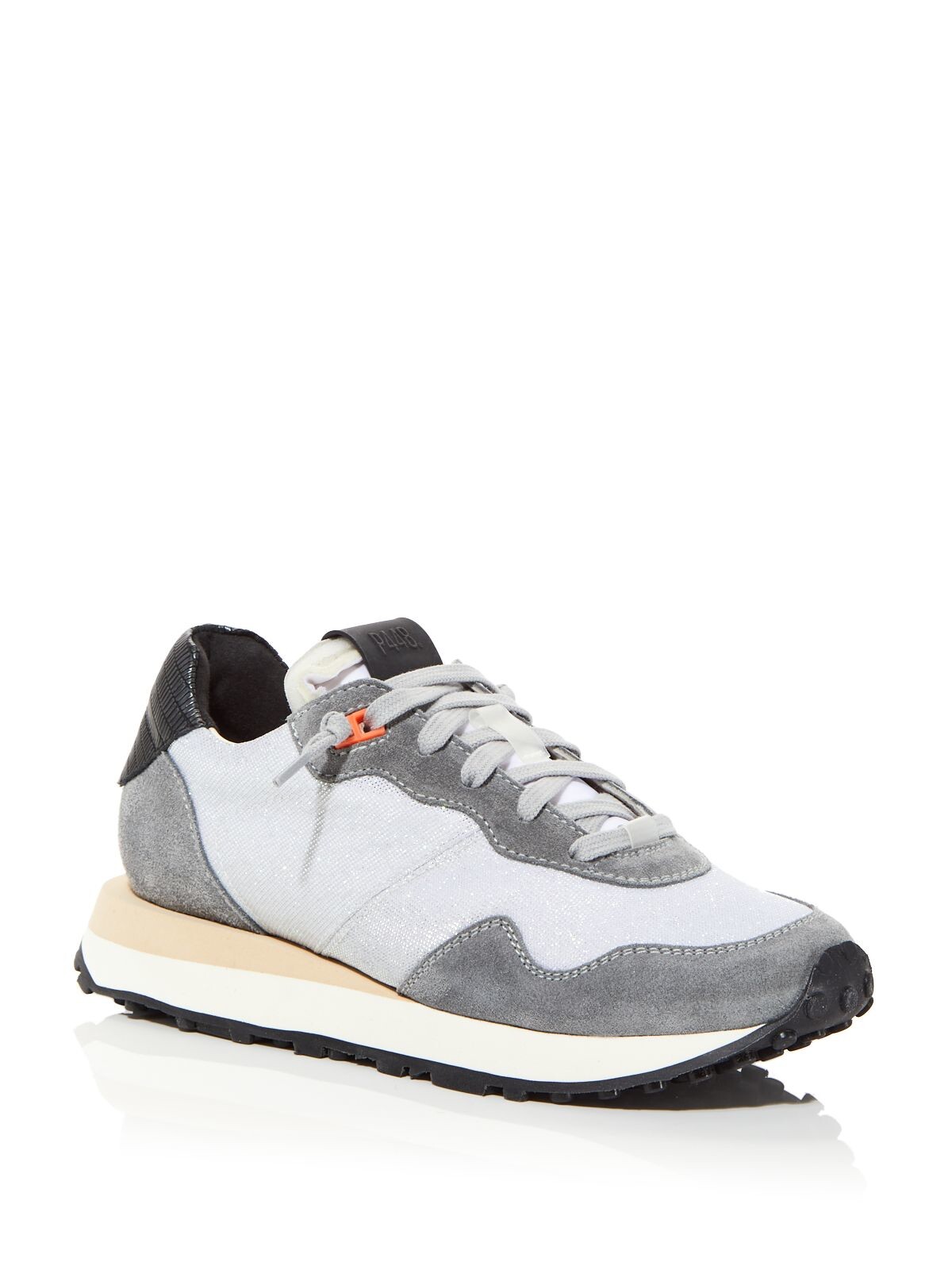 P448 Womens Gray Removable Insole Glitter Cancun Round Toe Wedge Lace