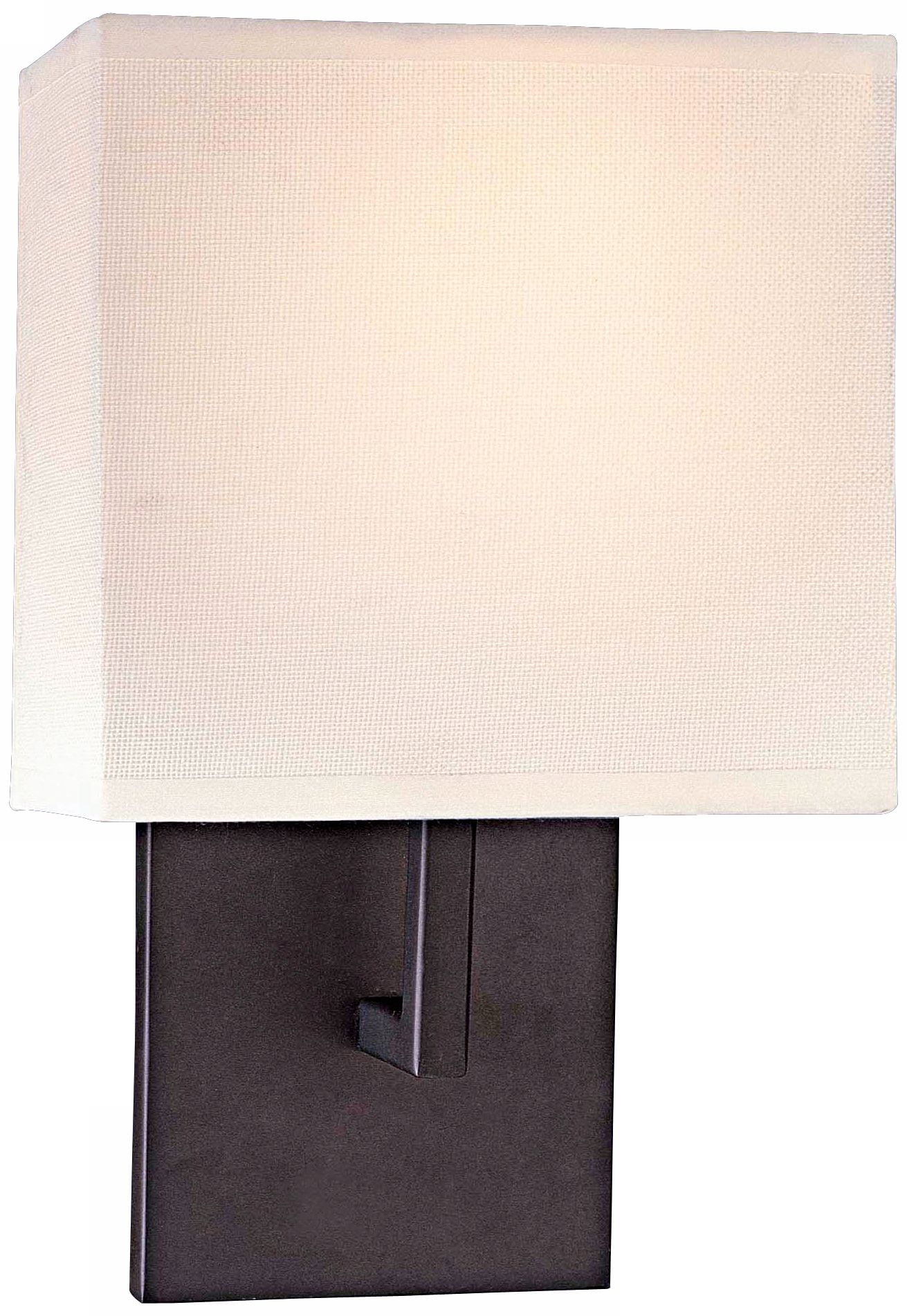 Elegant Bronze Single-Arm Sconce with Off-White Linen Shade