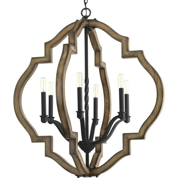 P4767-71-Progress Lighting-Spicewood - Chandeliers Light - 6 Light in Farmhouse style - 30 Inches wide by 32.5 Inches high     -Traditional