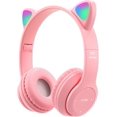 thumbnail image 1 of P47M Cat Ears Bluetooth Headphones Wireless Pink Headphones Cat Ear LED Light Up Bluetooth Foldable Over Ear Microphone, 1 of 1