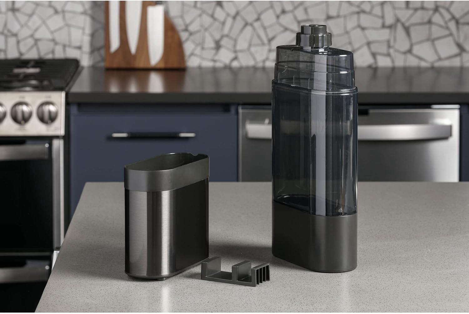 P4AAKAS Opal 2.0 Nugget Ice Maker Side  - Black Stainless Steel Accessory for Enhanced Ice Production