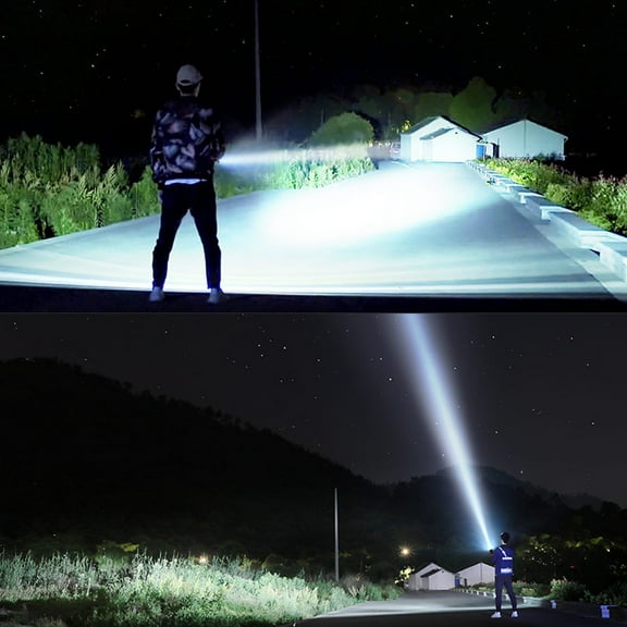 P50 LED Zoomable Flashlight USB Rechargeable with Power Bank Function for Outdoor Camping Emergency Black