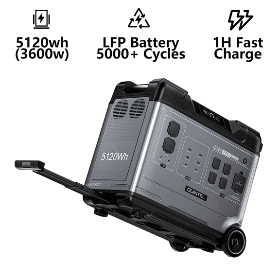 P5000 Pro 5120Wh Portable Power Station, 3600W Solar Generator with 5 AC Outlets (5000W Surge), 1800W AC Fast Charging, 1000W MPPT for Home, Emergency, RV, Outdoor Camping