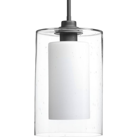 P500019-143-Progress Lighting-Double Glass - Pendants Light - 1 Light in Farmhouse style - 7.75 Inches wide by 13.5 Inches high-Graphite Finish
