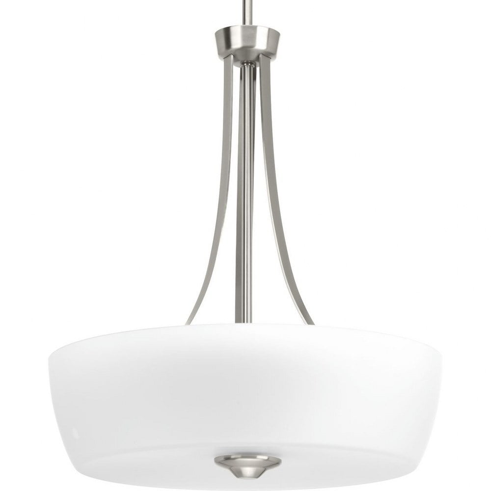 Brushed Nickel 3-Light Pendant with Etched Glass Shades