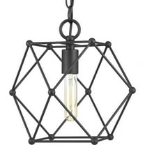 Progress Lighting, Spatial Collection, 1-Light Mini-Pendant, Matte Black, Clear Globe Shade