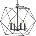 thumbnail image 1 of Progress Lighting, Spatial Collection, 4-Light Pendant, Matte Black Finish, Geometric Frames, Open Candles, 1 of 2