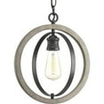 thumbnail image 1 of Progress Lighting Conestee 1-Light Mini Pendant, Steel, Graphite Finish, Armillary-Style Frame, Galvanized/Antique White, 1 of 3