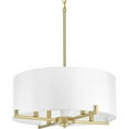 thumbnail image 1 of Progress Lighting Palacio 4-Light Pendant, Vintage Gold Finish, White Silk Shade, 1 of 2