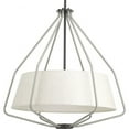 thumbnail image 1 of Progress Lighting Hangar 3-Light Pendant, Steel, Brushed Nickel, Off-White Linen Shade, 1 of 16