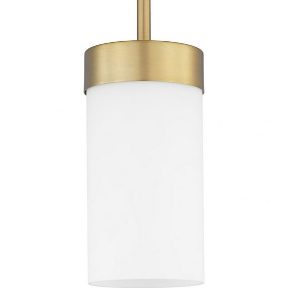 Progress Lighting Elevate 1-Light Mini Pendant, Steel, Brushed Bronze, Etched White Glass Shade