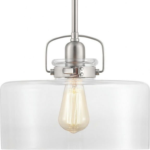 Progress Lighting Calhoun 1-Light Pendant, Brushed Nickel, Clear Glass Shade