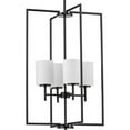 thumbnail image 1 of Replay Collection Four-Light Black Etched White Glass Modern Pendant Light, 1 of 10