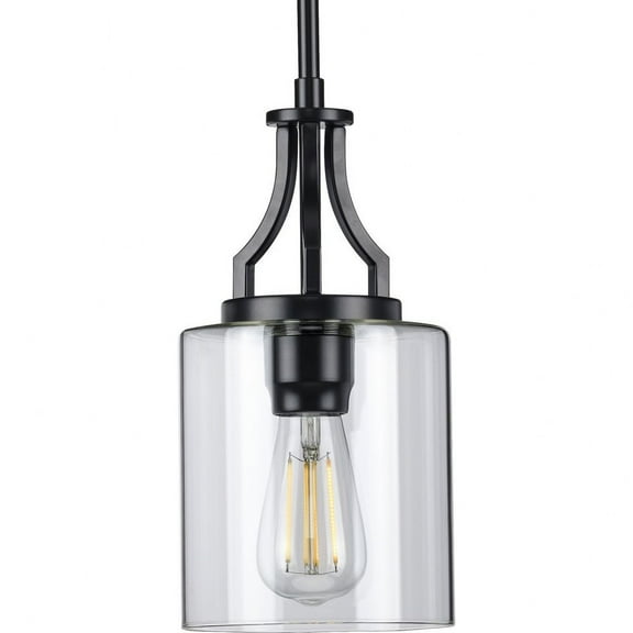 P500208-031-Progress Lighting-Lassiter - 12.5 Inch Height - Pendants Light - 1 Light - Cylinder Shade - Line Voltage-Matte Black Finish