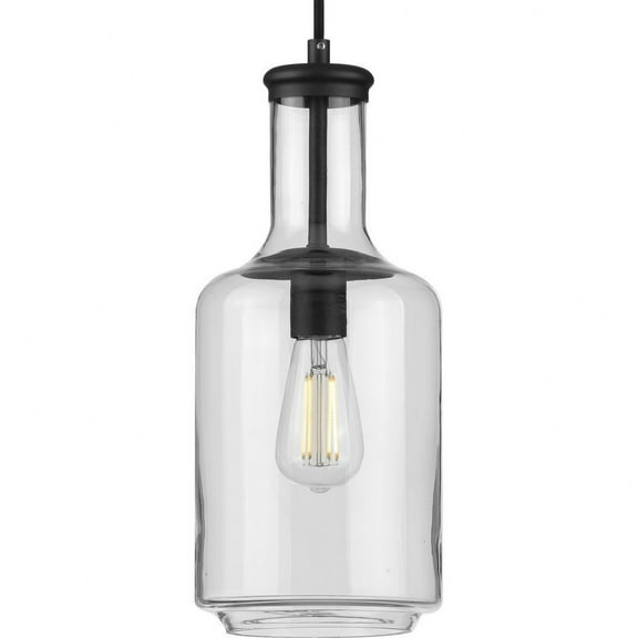 P500229-031-Progress Lighting-Latrobe - Pendants Light - 1 Light - Cylinder Shade in Coastal style - 7 Inches wide by 17 Inches high-Matte Black