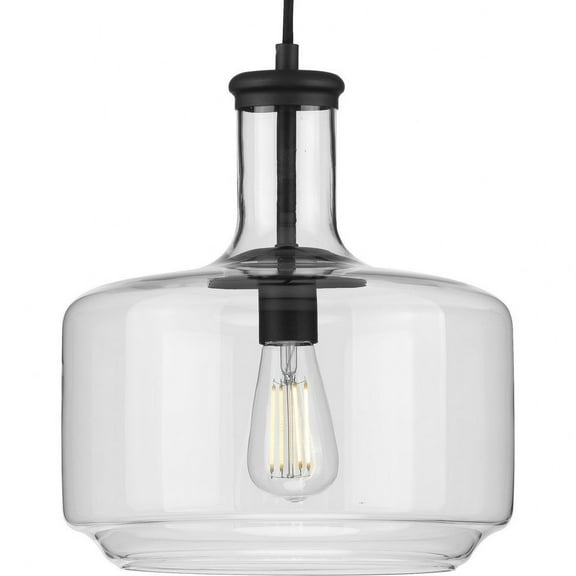 Progress Lighting, Latrobe, 1-Light Pendant, Matte Black, Clear Glass Shade