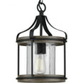 thumbnail image 1 of Progress Lighting Brenham Collection 1-Light Black Mini-Pendant, Steel, Matte Black, Seeded Glass Shade, 1 of 3