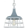 thumbnail image 1 of Progress Lighting, Bastille Collection, 1-Light Mini-Pendant, Coastal Blue, Country Basket Shade, 1 of 10