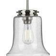 thumbnail image 1 of Progress Lighting Winslett 1-Light Mini-Pendant, Brushed Nickel, Seeded Glass Shade, 1 of 5
