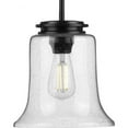 thumbnail image 1 of Progress Lighting Winslett 1-Light Mini-Pendant, Matte Black, Seeded Glass Shade, 1 of 3