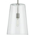 thumbnail image 1 of Progress Lighting Clarion 1-Light Pendant, Polished Nickel, Clear Glass Shade, 1 of 6