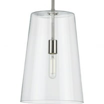 Progress Lighting Clarion 1-Light Pendant, Polished Nickel, Clear Glass Shade