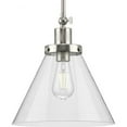 thumbnail image 1 of Hinton Collection One-Light Brushed Nickel and Seeded Glass Vintage Style Hanging Pendant Light, 1 of 3