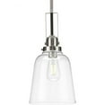 thumbnail image 1 of Progress Lighting Rushton 1-Light Industrial Pendant, Brushed Nickel, Clear Glass Shade, 1 of 3