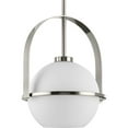 thumbnail image 1 of Progress Lighting Delayne 1-Light Pendant, Brushed Nickel, Opal Glass Globe, Steel Material, Mid-Century Design, 1 of 2