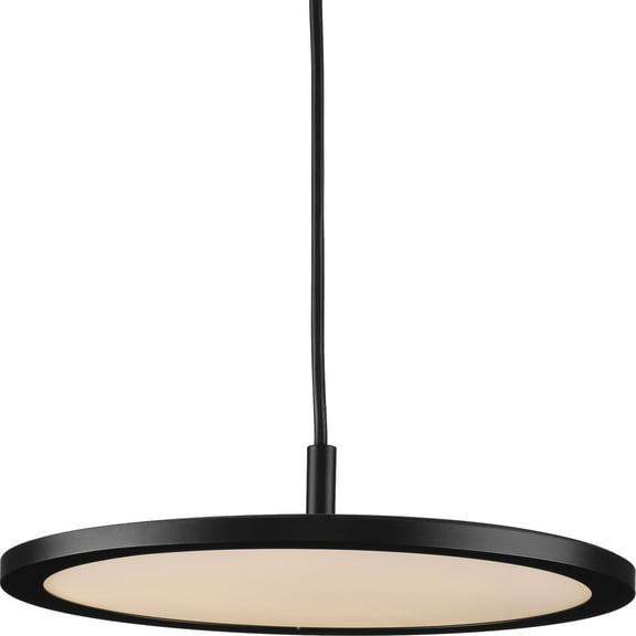 Progress Lighting Everlume 1-Light LED Pendant, Matte Black, Edge-Lit Flat Panel Diffuser