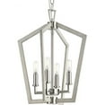 thumbnail image 1 of Progress Lighting Galloway 4-Light Foyer Pendant, Brushed Nickel, Open Frame, Grey Washed Oak, Candelabra Bulbs, 1 of 8