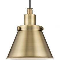 Progress Lighting Hinton 1-Light Pendant, Vintage Brass, Cone Shade