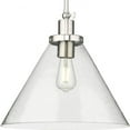 thumbnail image 1 of Progress Lighting Hinton 1-Light Pendant, Brushed Nickel, Seeded Glass, 1 of 11