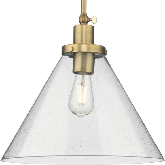 P500384-163-Progress Lighting-Hinton - 1 Light Pendant In Farmhouse Style-14 Inches Tall and 16 Inches Wide-Vintage Brass Finish    -Traditional