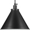 thumbnail image 1 of Progress Lighting Hinton 1-Light Pendant, Matte Black, Cone Shade, 1 of 17