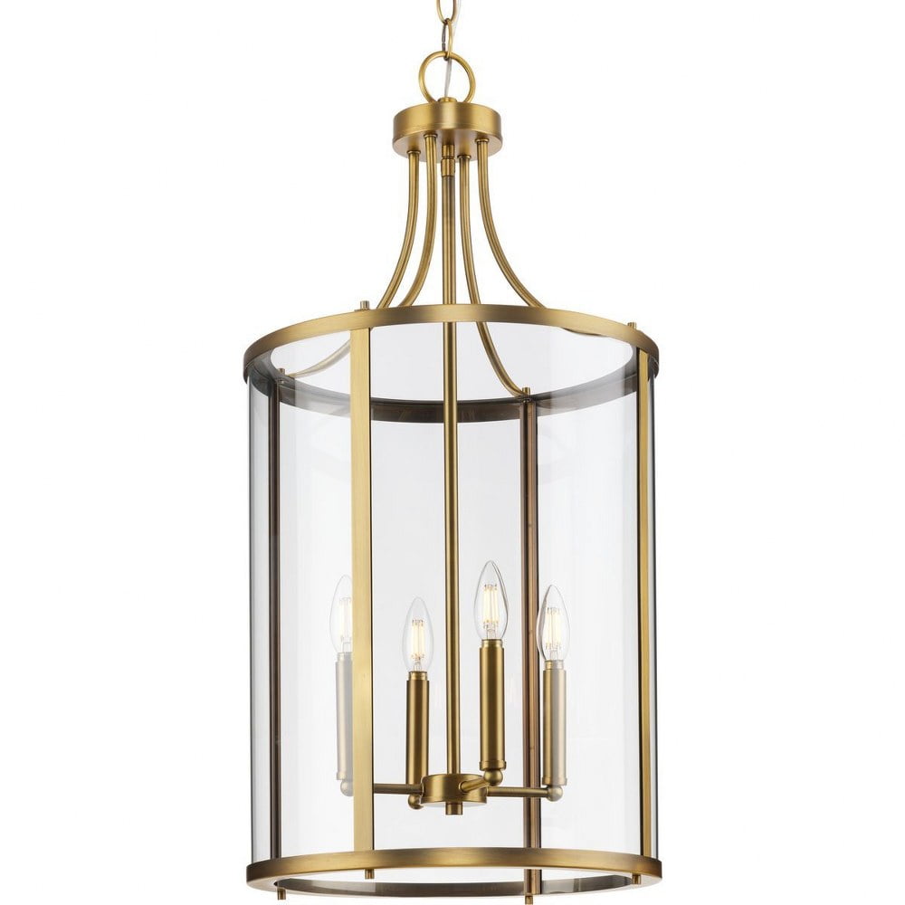 Progres Light Progress Lighting Gilliam 4-Light Foyer Chandelier, Vintage Brass ...
