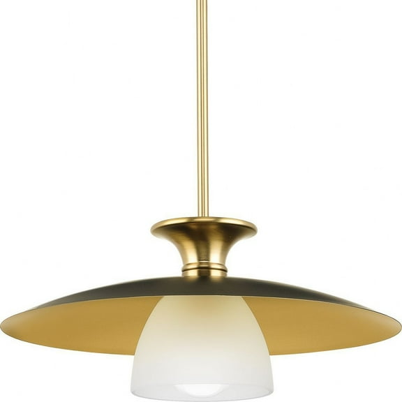 Progress Lighting Trimble 1-Light Pendant, Brushed Bronze, Etched Glass